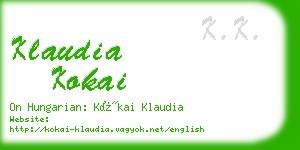 klaudia kokai business card